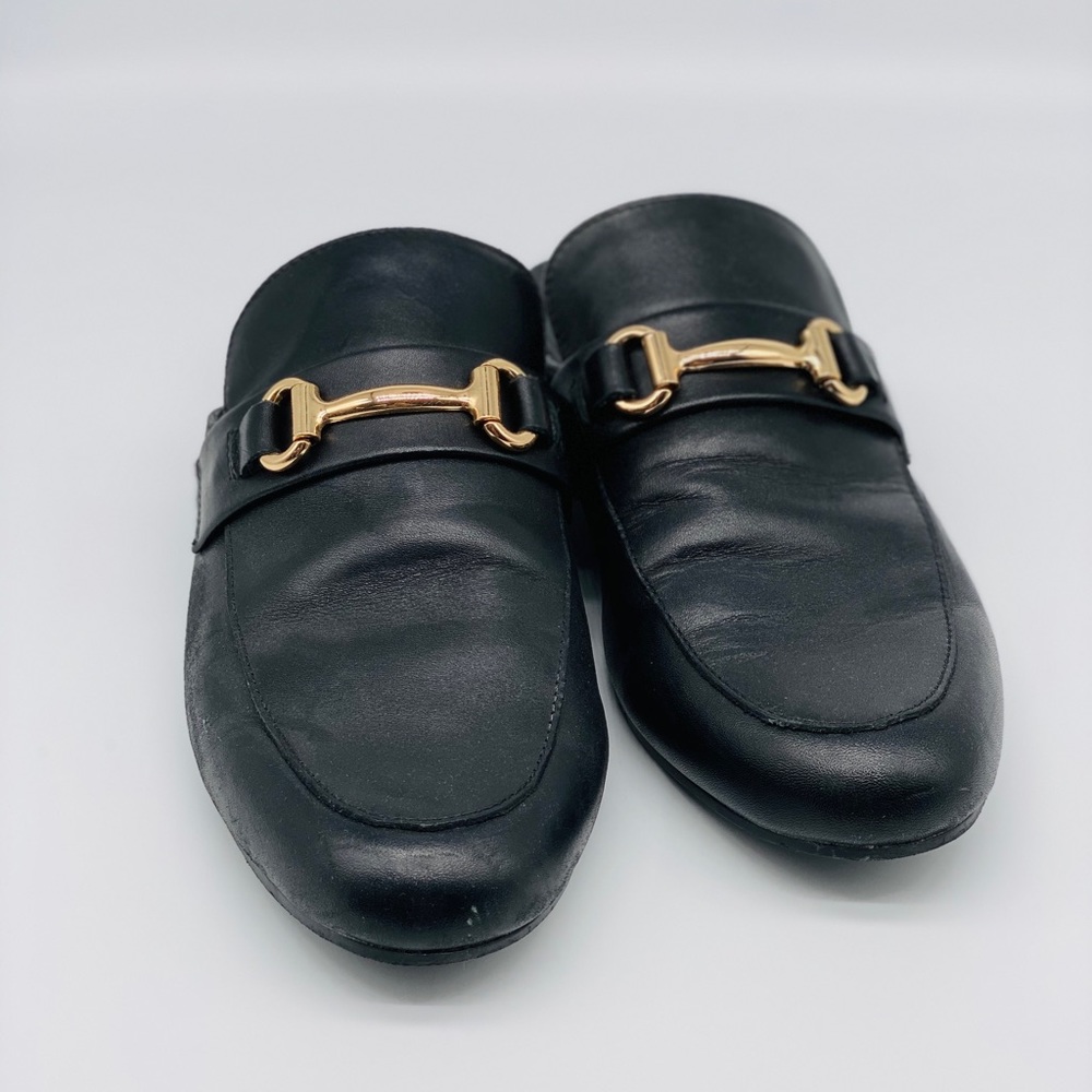 Black Leather Flats